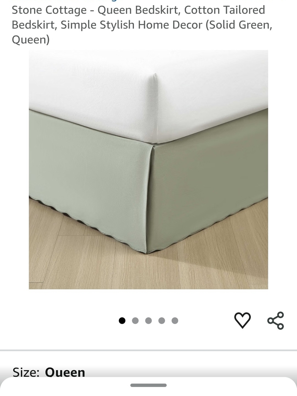 Tailored Queen Bedskirt in Soft Sage Green